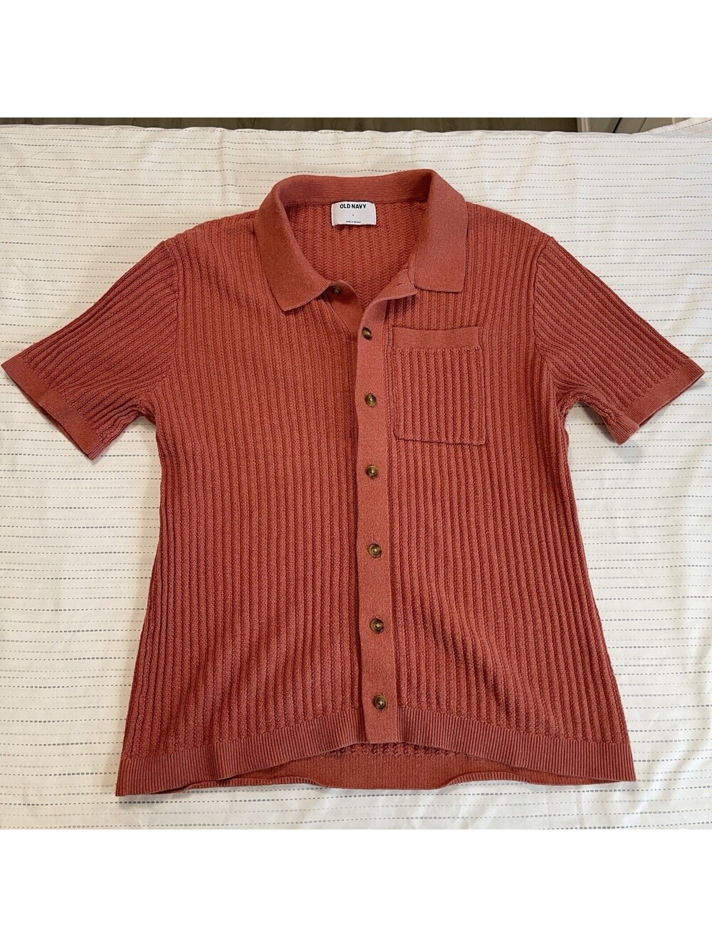 Old Navy Burnt Orange Ribbed Button Down Size Large